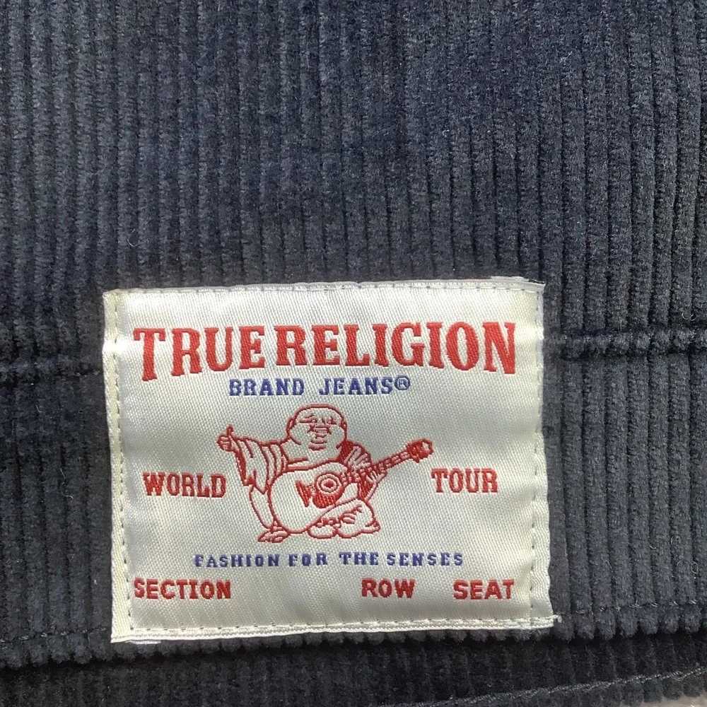 True Religion Mens Vintage Corduroy Jacket Jet Black‎ Hooded Size S NWT